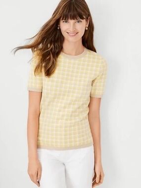 Yellow Houndstooth Sweater Tee